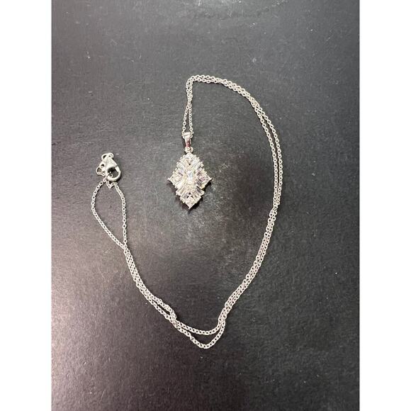 Swarovski zirconia rhodium over sterling silver pendant and chain necklace - Picture 5 of 11